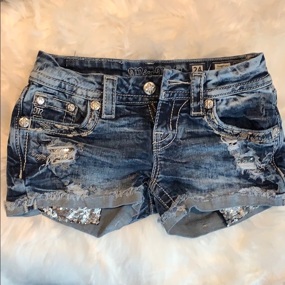 Miss Me Pants - Miss me sequined short shorts